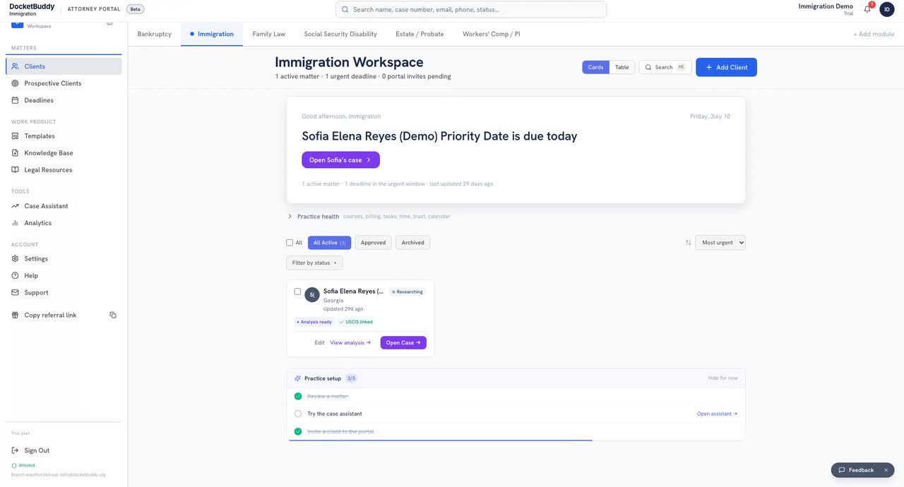 DocketBuddy demo preview