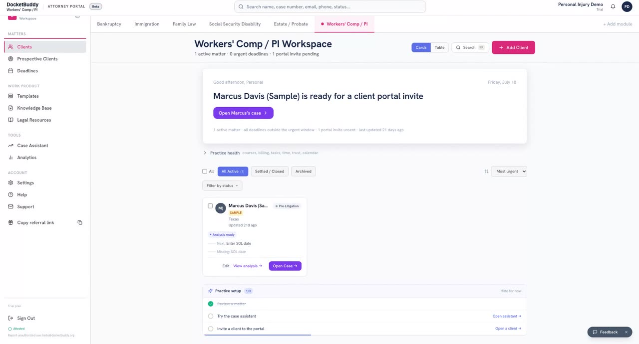 DocketBuddy demo preview